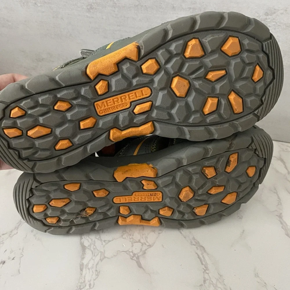 Merrell Hiking Sandals Kids Sz 4W Grey Orange‎ Outdoor Camping